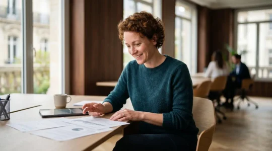 Consultation financière professionnelle entre conseiller et client pour un crédit personnel
