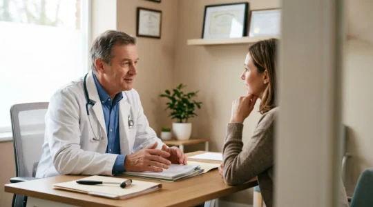 Consultation médicale dans un cabinet de médecin généraliste avec interaction professionnelle